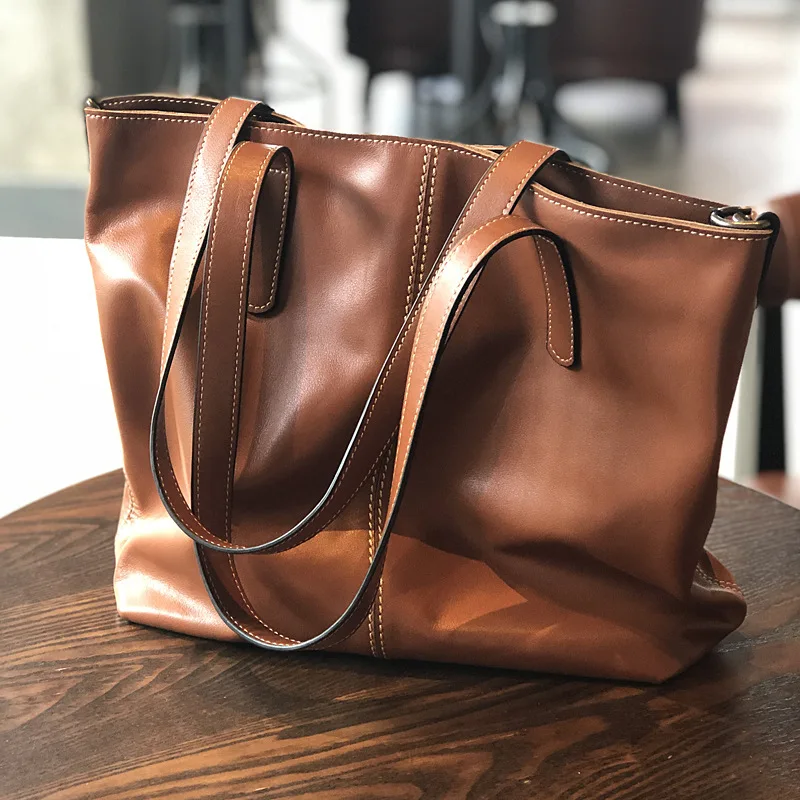 

Shoulder Bag Women's Autumn and Winter Large Capacity Bag Urban Simple Style Crossbody Women's Bag Genuine Cattlehide Leather Su