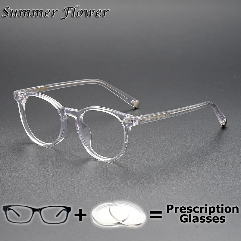 

Men Round Reading Glasses Optics Eyewear Multifocal Prescription Wide Progressive Lens Transition Anti Blue Light Myopia Glasses