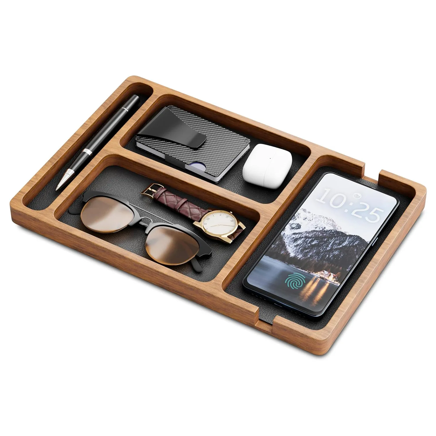 Wooden Office Desktop Storage Box Solid Wood Grid Glasses Storage and Organizing Box Headphones Miscellaneous Storage Box