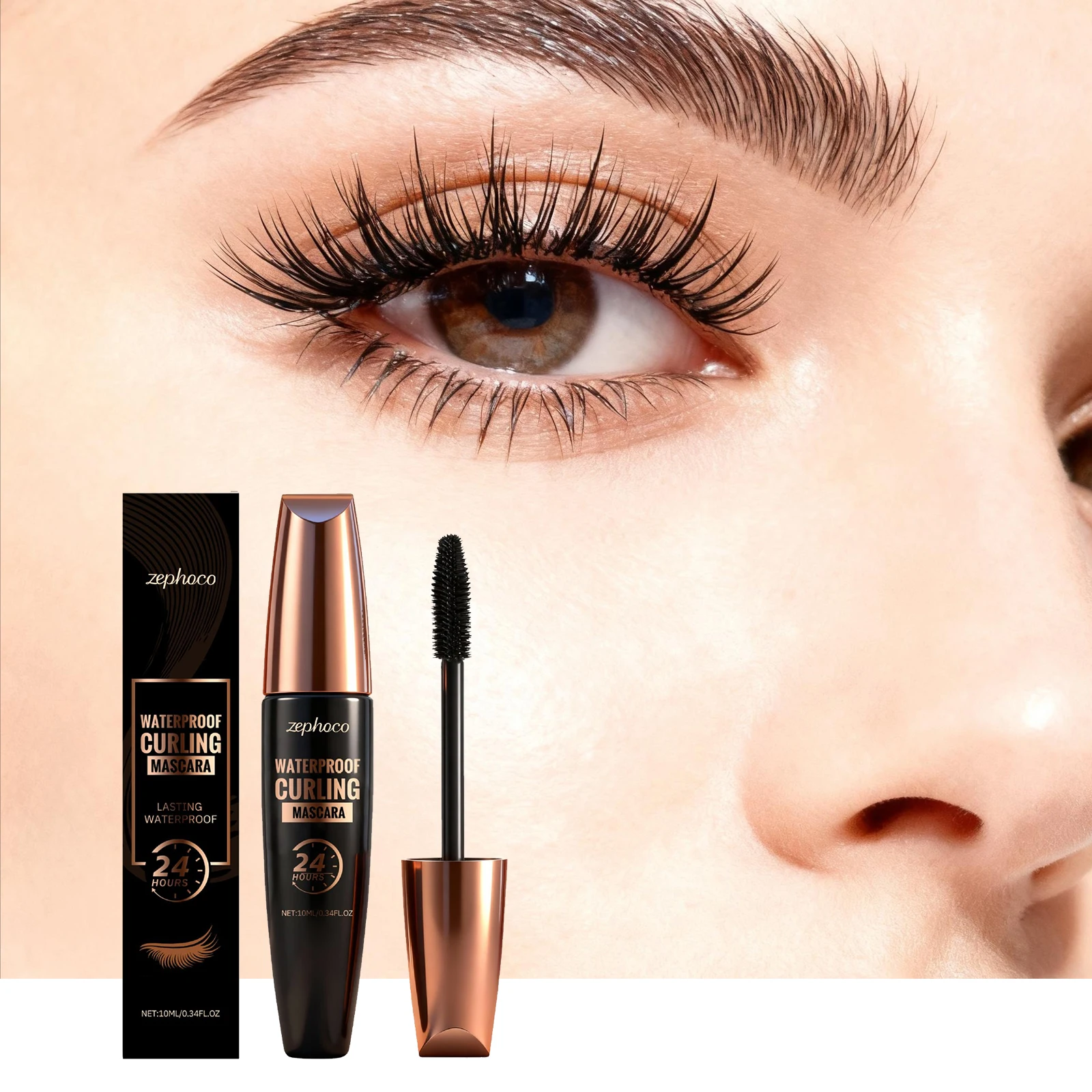 Tusz do rzęs Naturalnie Gładkie, Podkręcone Rzęsy Wodoodporny Odporny na Pot Długotrwały Wydłużający Nieklumpujący Się Czarny Tusz do Rzęs Kosmetyki 10ml