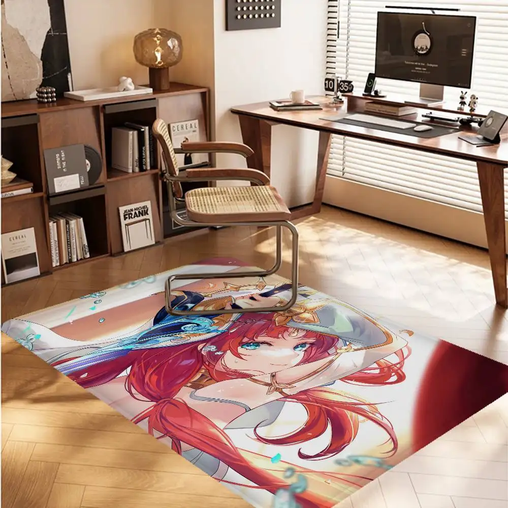 Genshin Impact Nilou Floor Carpet Anti-slip Absorb Water Long Strip Cushion Bedroon Mat Welcome Rug
