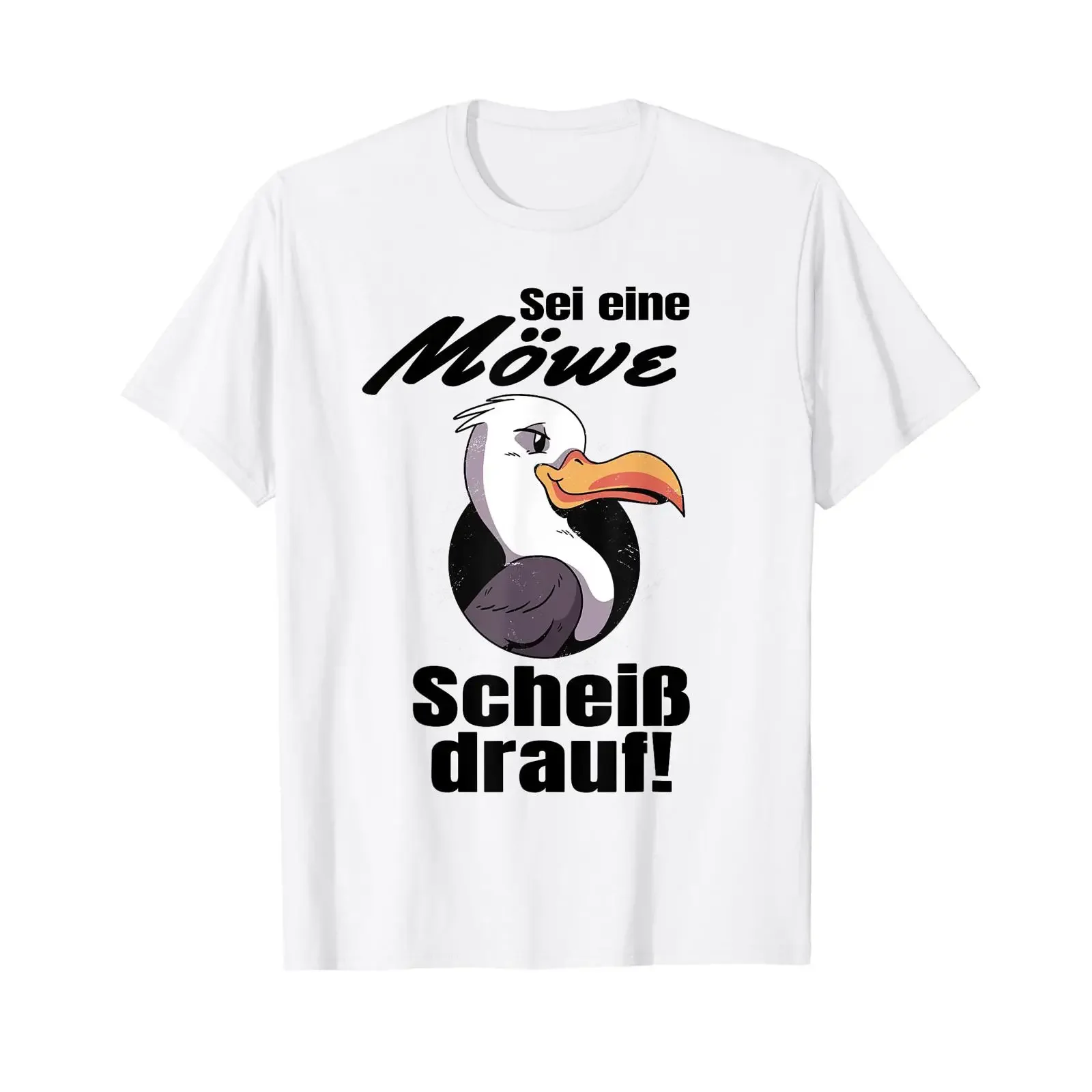 Be Like a Seagull Screw It North German T Shirt vintage Washed Top For Everyday Wear Casual streetwear Versatile Breathable