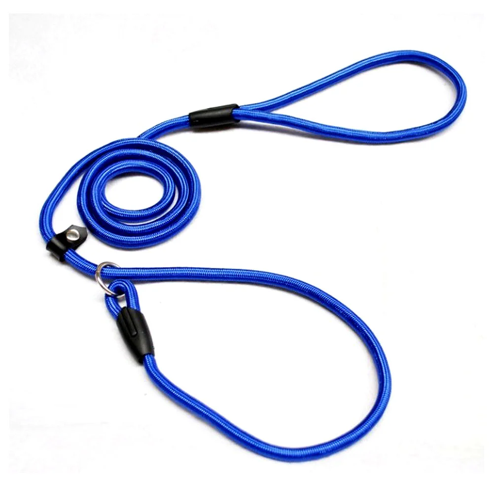 

06*127cm Pet Dog Nylon Adjustable Loop Training Lead Collar Leash Traction Rope (Blue)