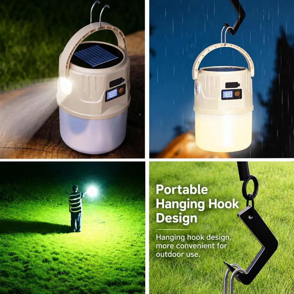 Outdoor Solar LED Camping Lights Portable Waterproof Emergency Lantern For Hiking Backpacking Tent Activities Dropshipping