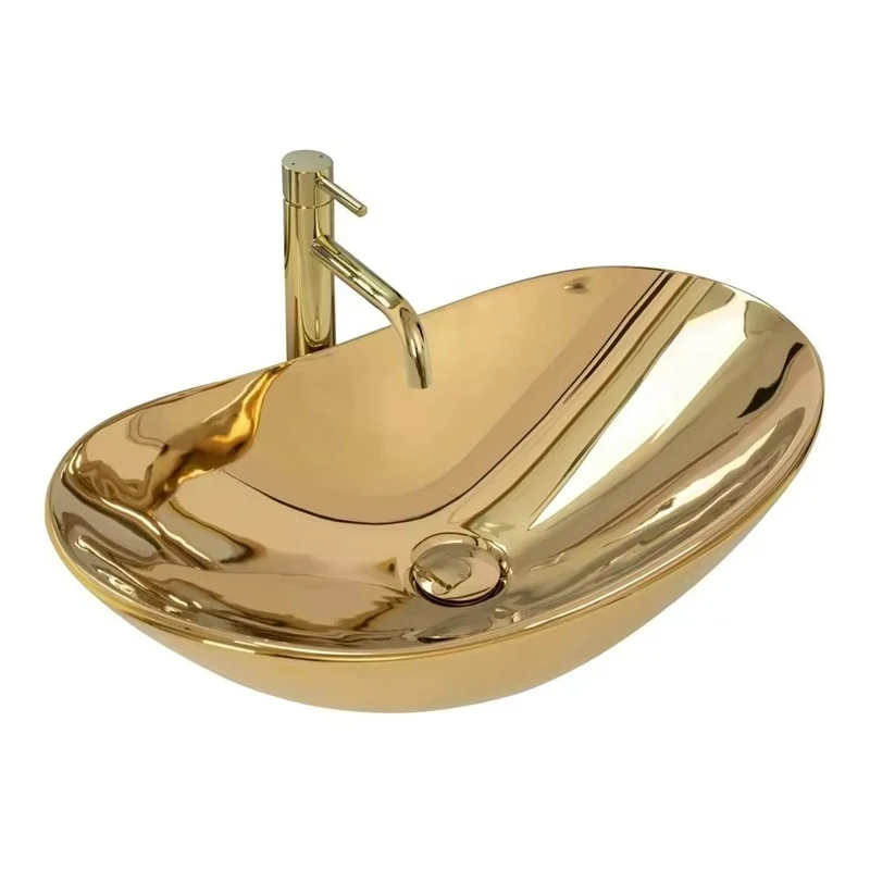 

White Oval Ceramic Container Sink Counter Bathroom Ceramic Art Basin Stone Dali