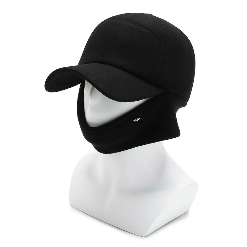 Winter Ear Protection Baseball Cap Outdoor Thicken Warm Men Dad Hat Knitted Design Snapback Hat Gorra De Hombres Hats for Men