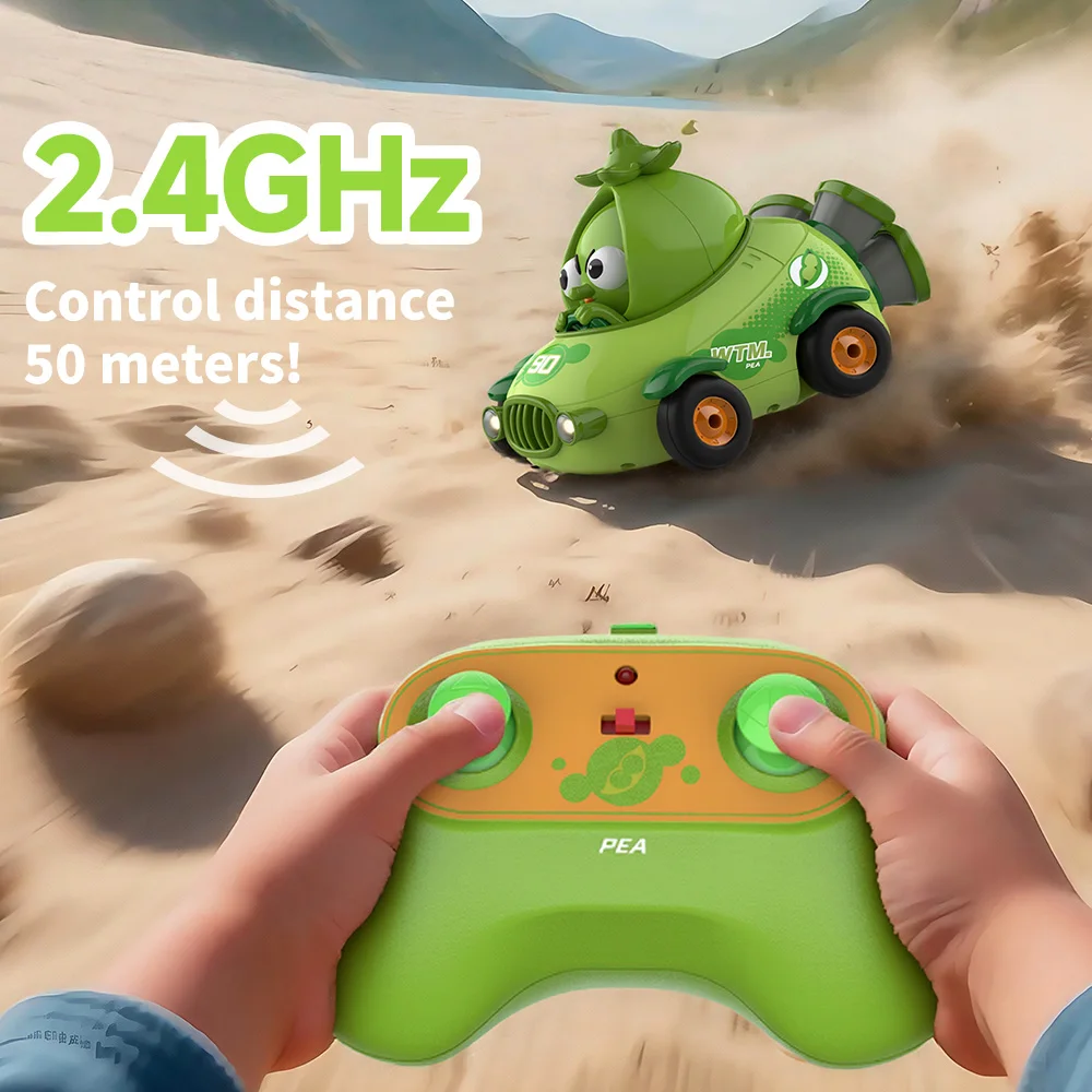 Y07 الأطفال سيارة التحكم عن بعد محاكاة الخضروات البازلاء على الطرق الوعرة مركبة مع ضوء RC سباق السيارات الاطفال عيد الميلاد اللعب