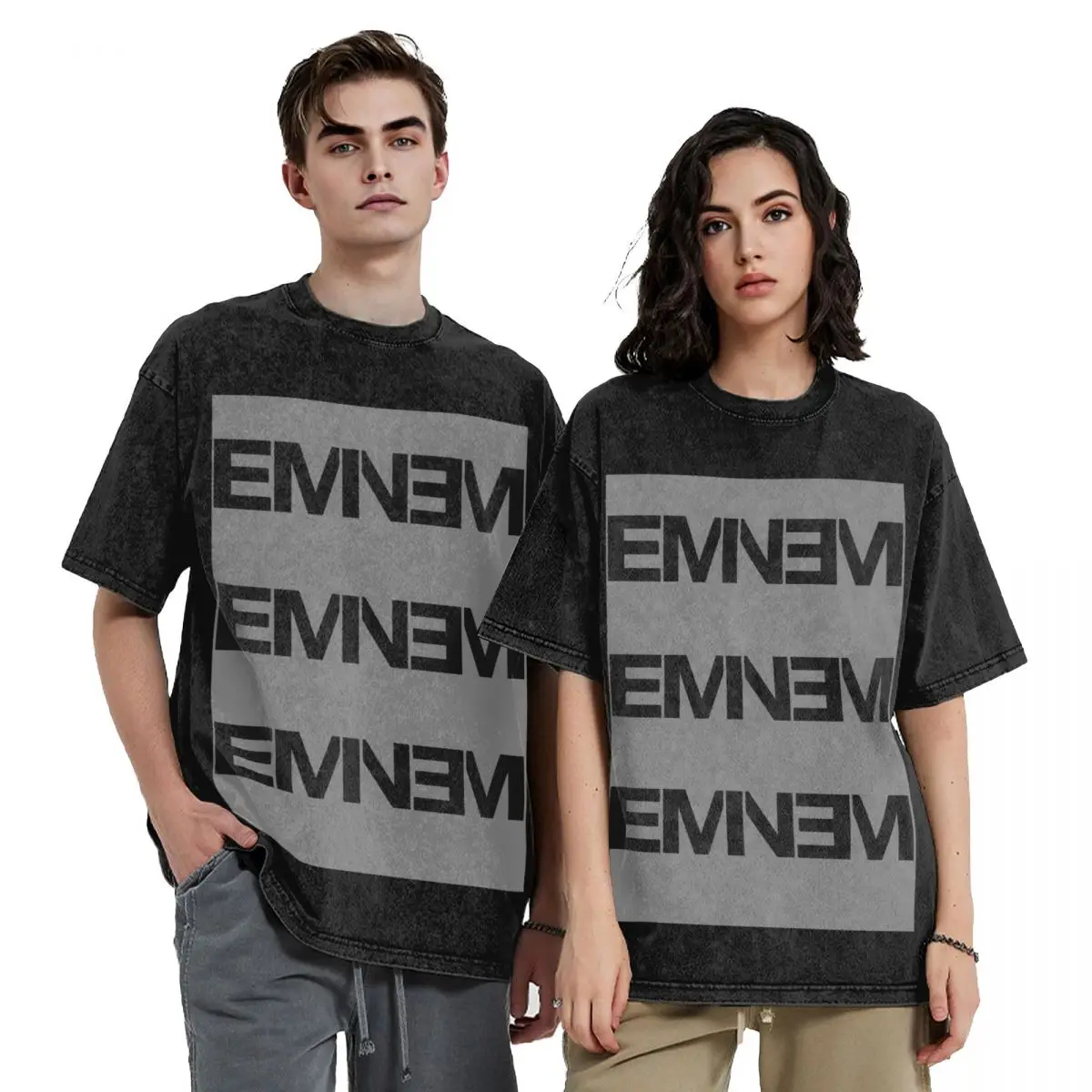 

Eminem Hip Hop Short Sleeve T-Shirts Washed Tops Tees Streetwear T Shirt Vintage for Men Women