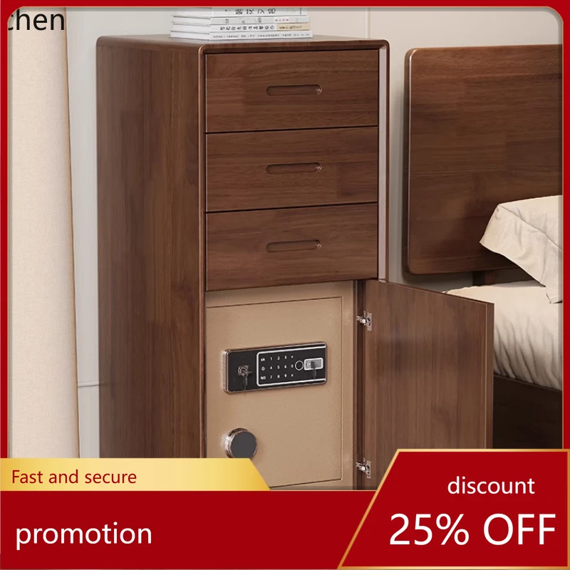 

ZML solid wood bedside table safe integrated household small insurance smart fingerprint password locker