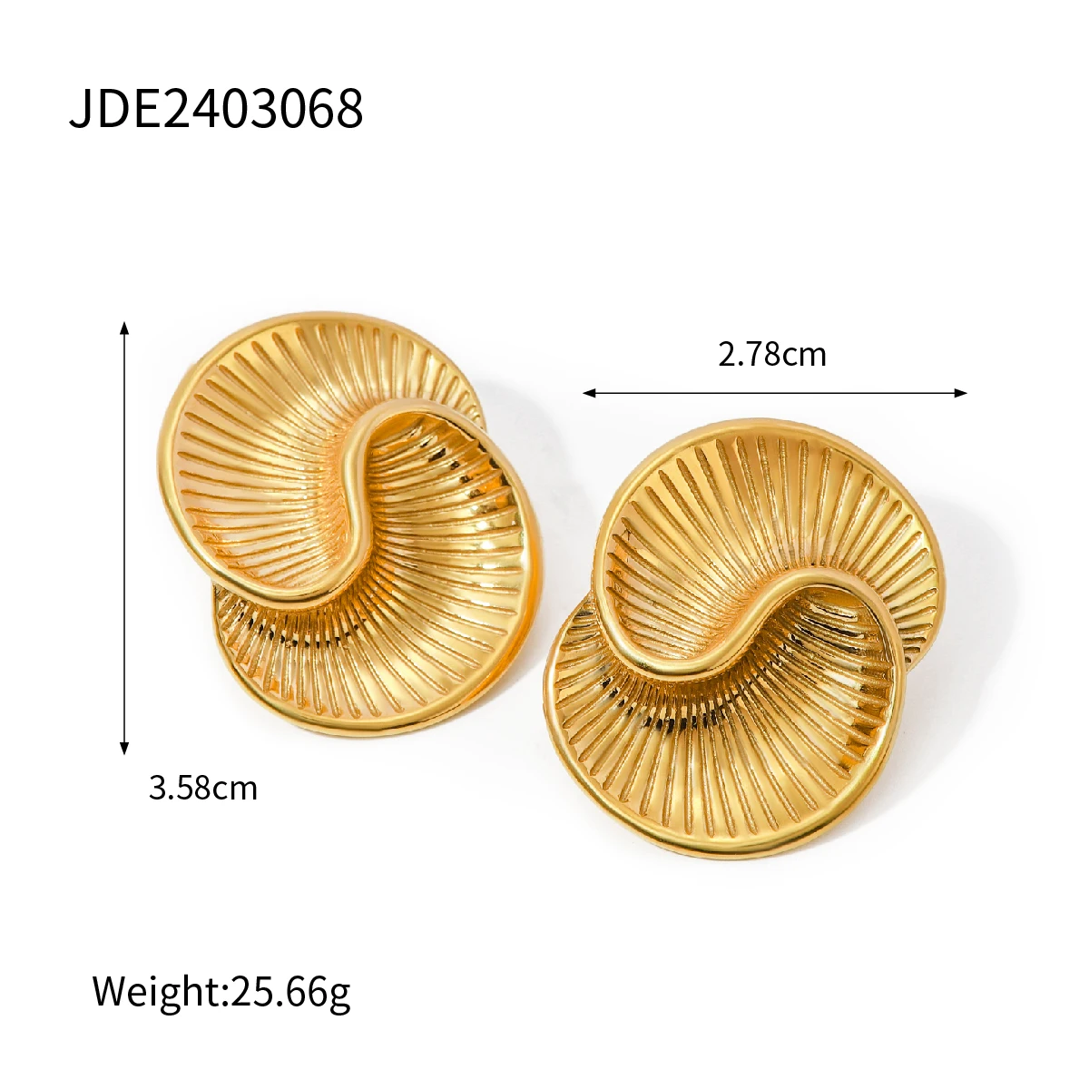 Jewelryposter Stainless Steel Water Drop Texture Spiral Metal Casting Earrings Tarnish Resistant Texture Unusual Jewelry