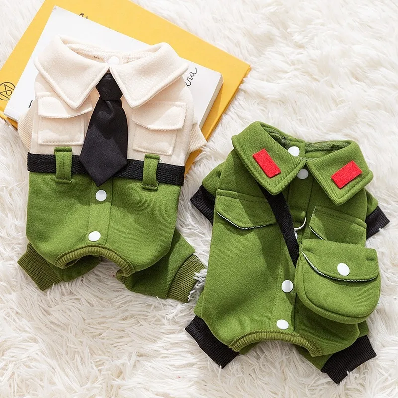 Green Dog Coat Winter New Pet Warm Clothing Teddy Bodysuit Puppy Coat Schnauzer Four Legs Clothes XS-XL