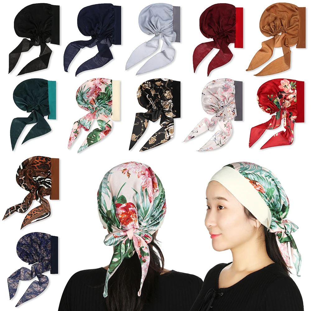 Adjustable Elastic Printed Pre-Tied Chemo Pirate Cap Hair Loss Hat Cancer Head Scarf Muslim Turban