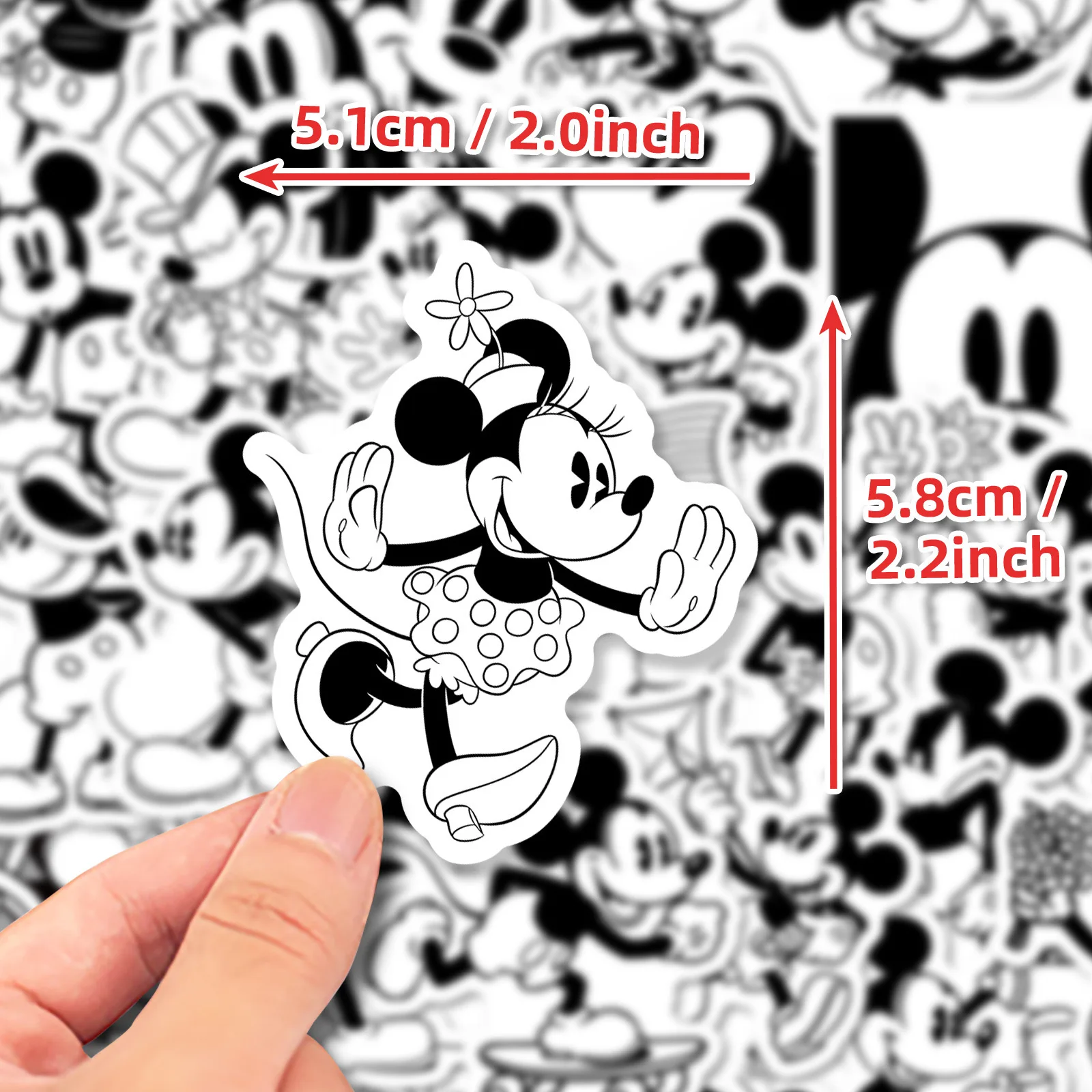 10/50pcs Disney Cartoon Mickey Mouse Graffiti Stickers Black White Decals DIY Laptop Scrapbook Phone Luggage Cute Anime Sticker