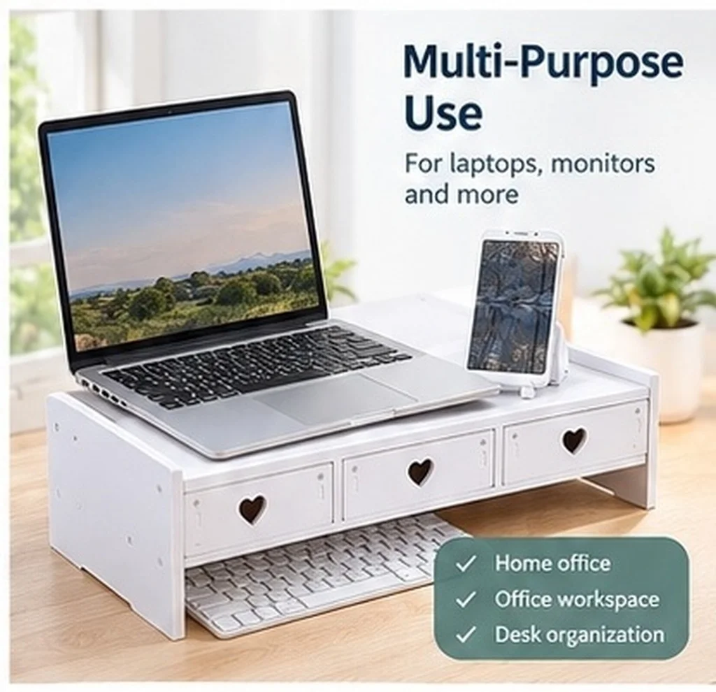 Monitor Riser Desk Computer Keyboard Storage Drawer Type Office Desktop Stand Laptop Heightening Base Bracket Organizer