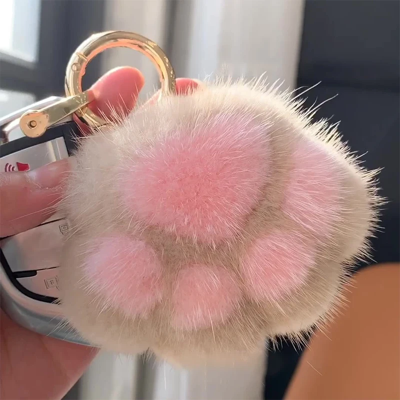 Women's Cat Paw Faux Fur Keychain Charm Fashion Plush Bear Paw Car Keychain Bag Pendant Party Favor Jewelry