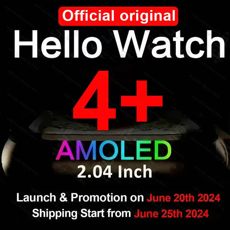 New Original Hello Watch 4 Plus (Hello 3 PLUS Upgrade) ULTRA Smartwatch 49mm AMOLED 16G ROM NFC Compass 4G Call Smart Watch Men