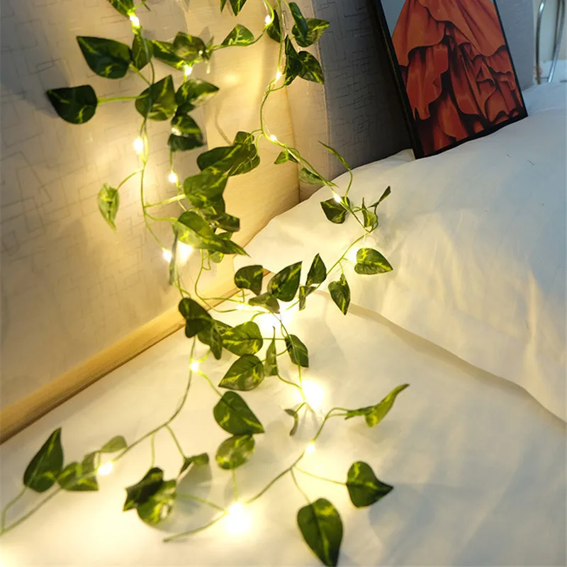 Flower Green Leaf String Lights Artificial Vine Fairy Lights Battery Powered Christmas Tree Garland Light for Weeding Home Decor view 6