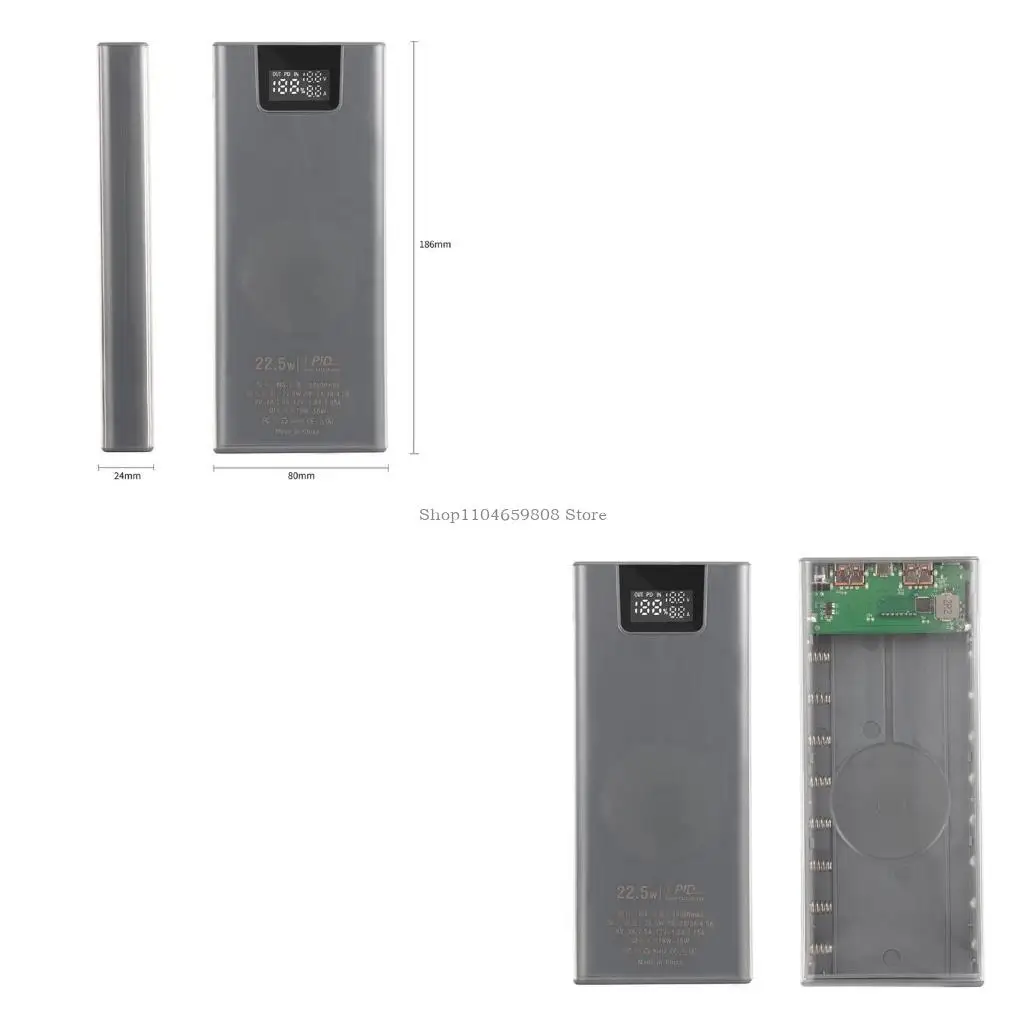 8x18650 Shells Outer Case Banks Diy Shells Box almacenamiento 22.5W Caso versión carga rápida