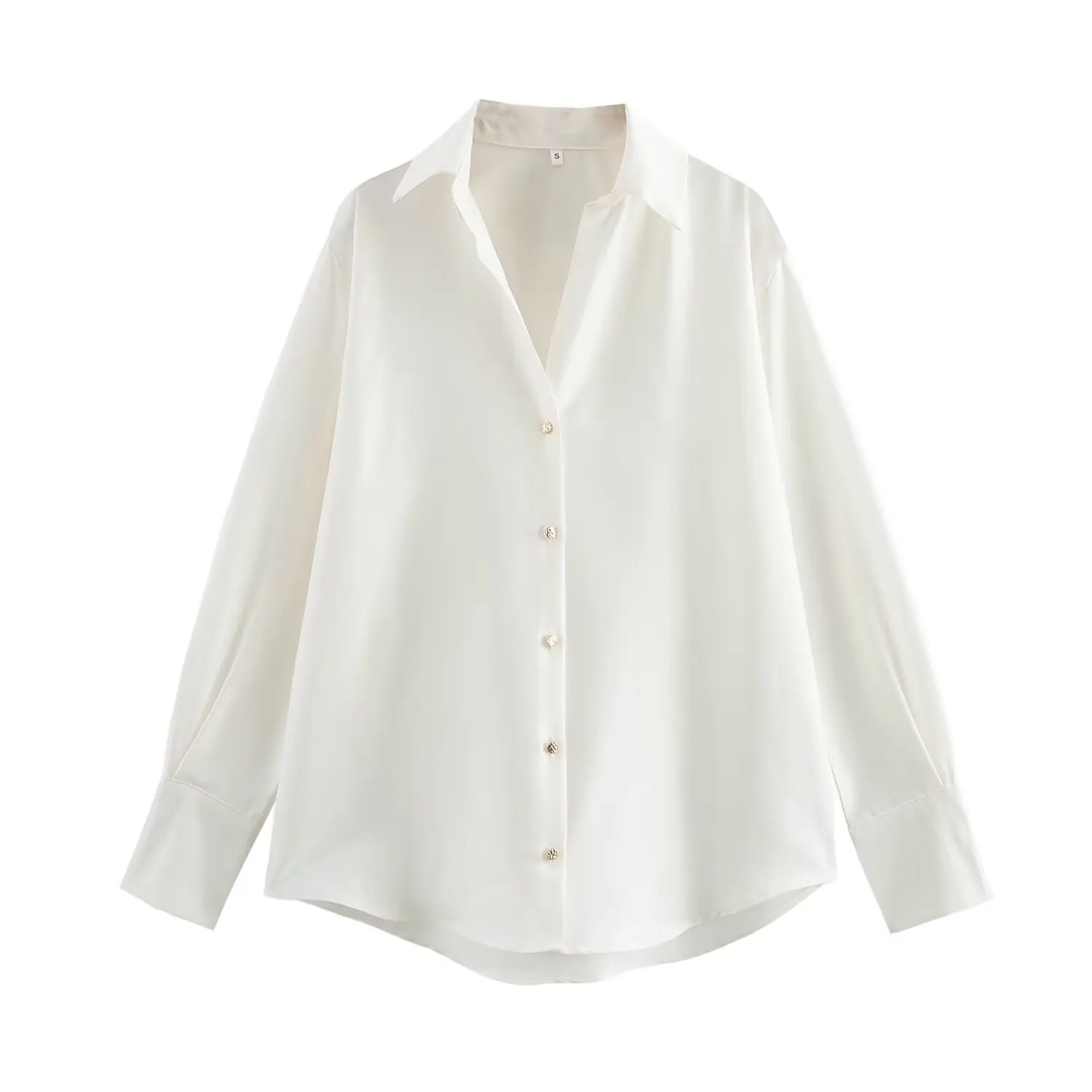 DUOPERI Camicetta da donna in raso marrone moda con risvolto collo maniche lunghe camicie da donna vintage chic femminili