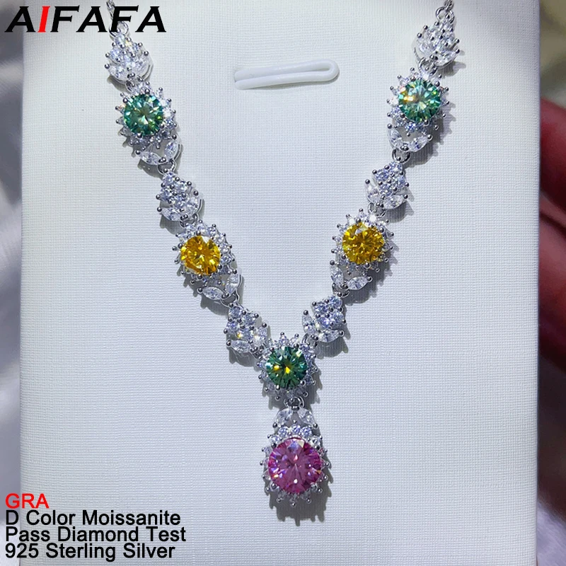 3.5 Carar Color Moissanite Lab Diamond Pendant Women Necklace Stunning s925 Silver Moissanite Neck Chain Party Fine Jewelry GRA