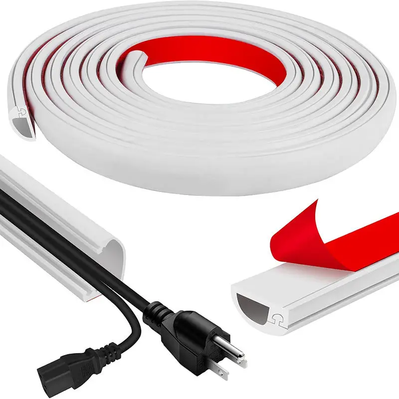 2M/3M Arc Anti-extrusion Floor Cord Cover Self-Adhesive Power Extension Wiring Duct Cable Protector Home Wire Organizer