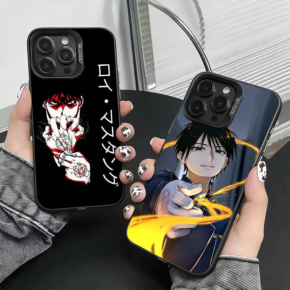 Funda para Teléfono FA Brotherhood Roy Mustang para iPhone 17, 16, 15, 14, 13, 12, 11 Plus, Pro Max, XS, Funda Plateada Colorida