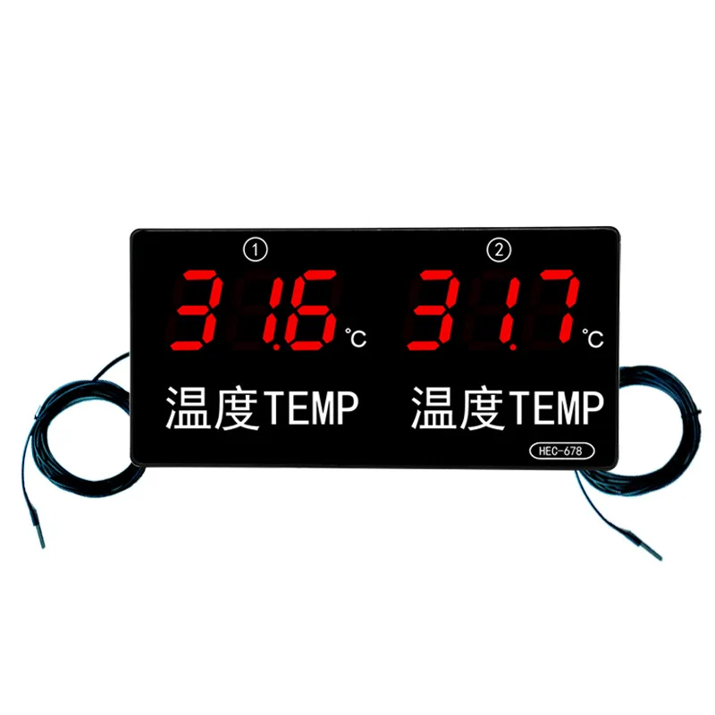 

Single-channel alarm thermometer HEC678 hanging wall-mounted dual-channel probe water temperature test instrument