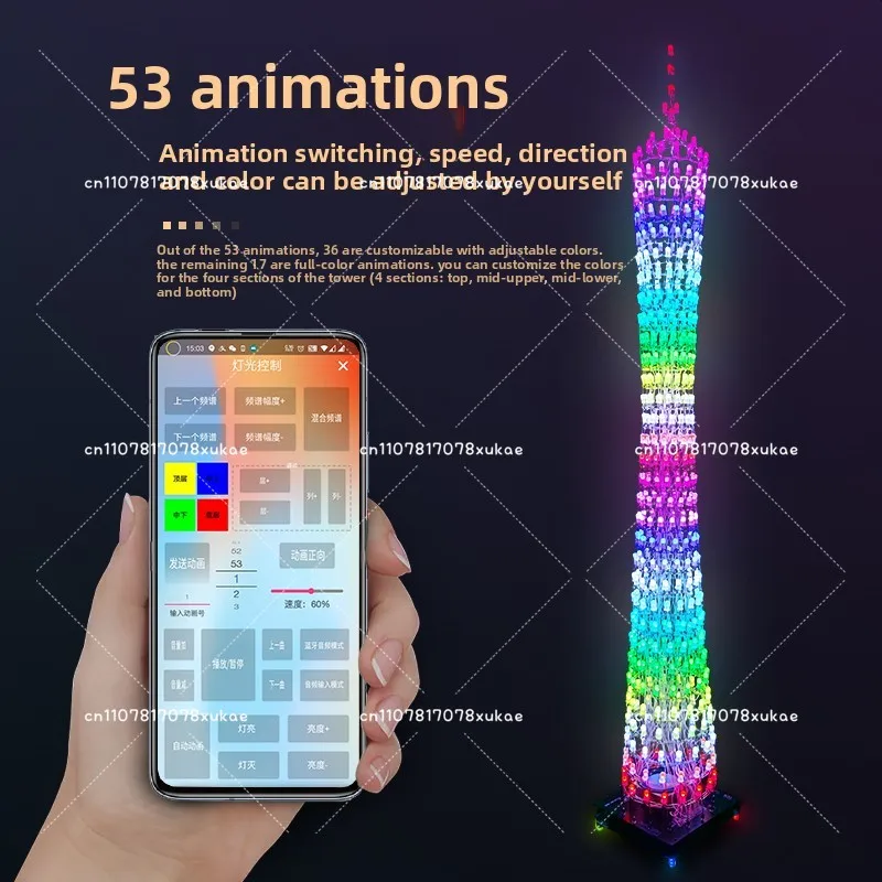 32-Layer RGB Full Color Canton Tower Kit Bluetooth Music Spectrum Small Waist Light Cube Electronic DIY Production Parts