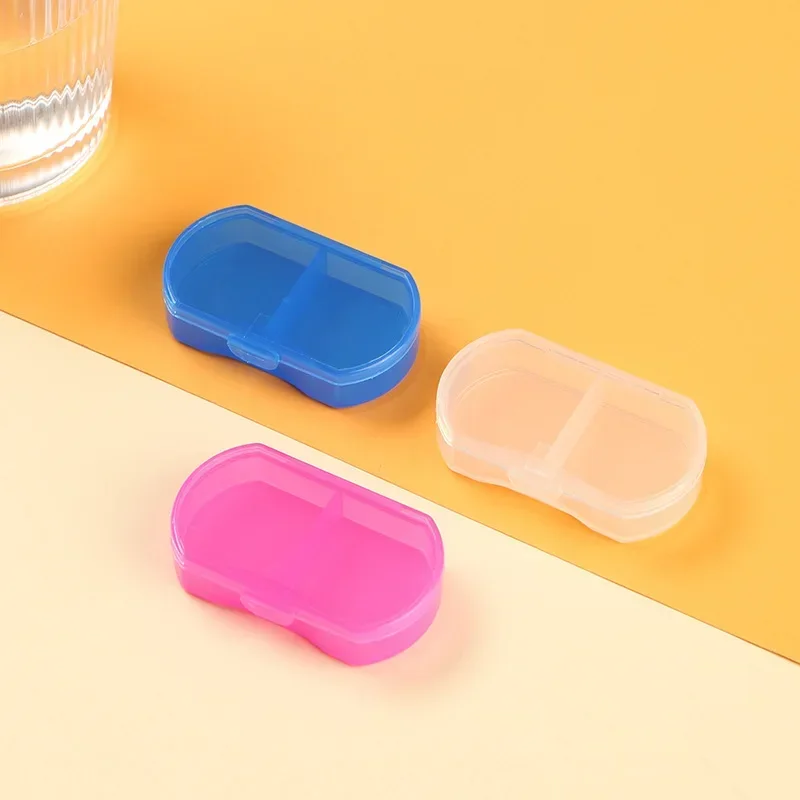 1PCS Pill Medicine Box Portable Drug Box Tablet Splitter Holder Storage Organizer Container Case Pillbox 2-Grids Mini Dispenser