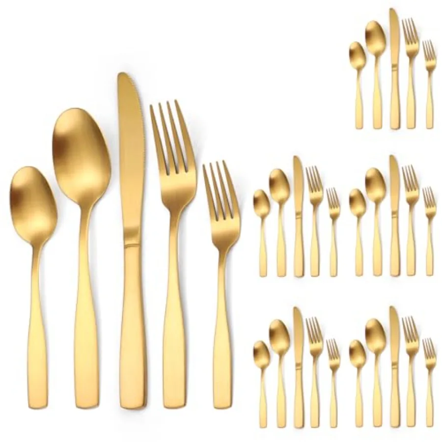 

A·HOUSEWARE Cutlery Stainless Steel ware Satin Finish Flatware Set for 6 Tableware 30 Pieces Kitchen Eating Utensils for Home a