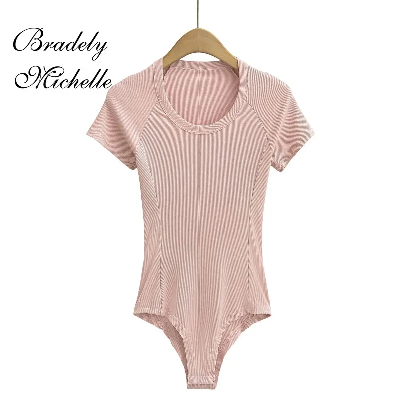 Slim girocollo manica corta abbigliamento Sexy da donna tuta retrò Pullover body Top body Sexy