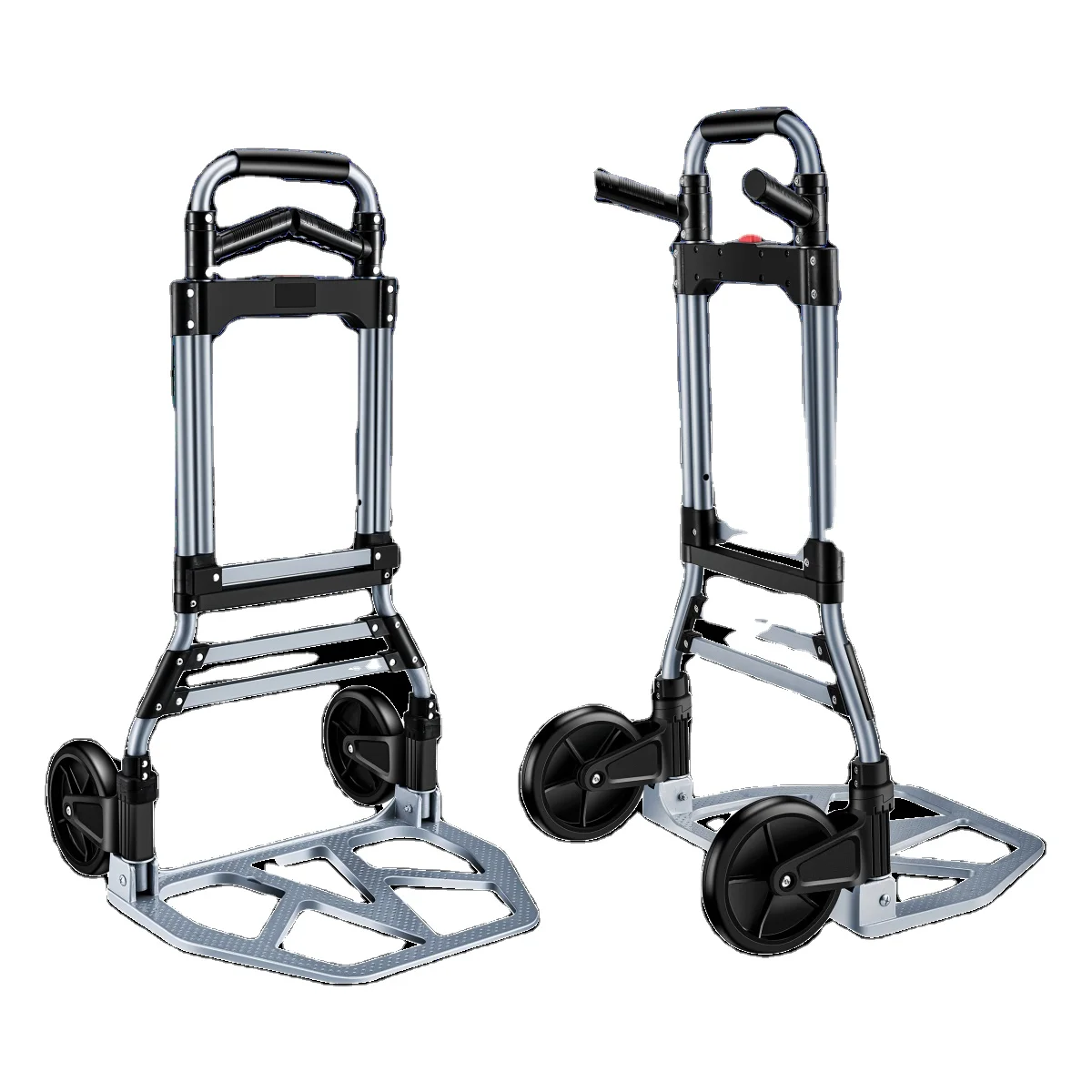 

Folding Aluminum Hand Truck Dolly Cart 150KG Capacity Heavy Duty Two-Wheeled TPR Wheels Industrial Cargo Handling Storage