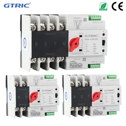 GTRIC Din Rail 2/3/4P Mini ATS Automatic Transfer Switch 220V AC Dual Power Switch Selector Switch Uninterrupted Power Generator