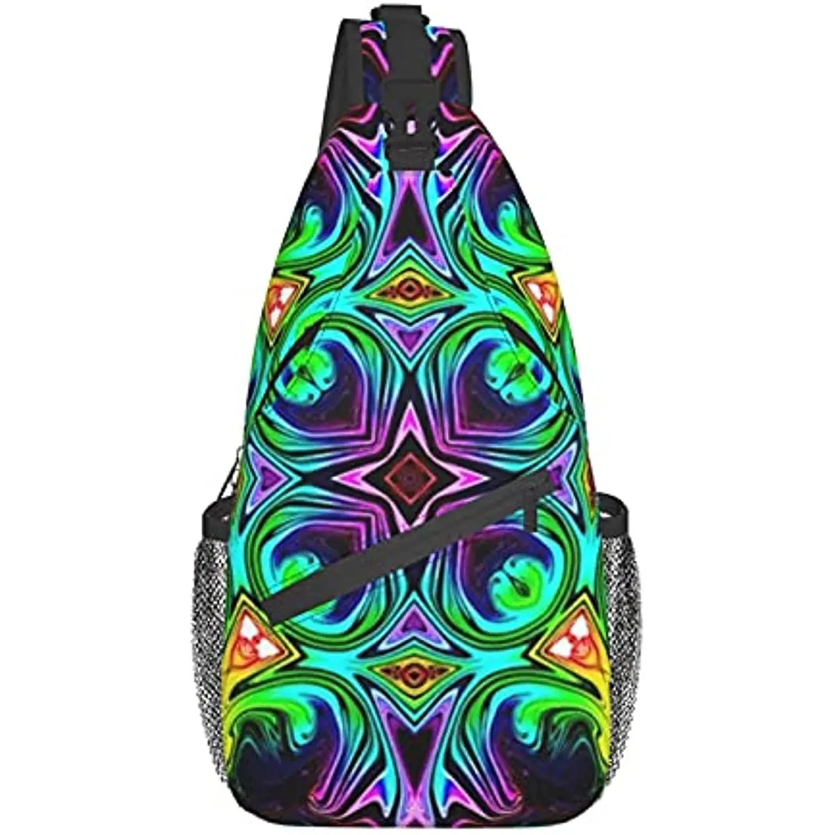 Sling Bag Chest Daypack Tie Dye Watercolor Classic Kaleidoscope Shoulder Backpack Crossbody for Hiking Camping Running