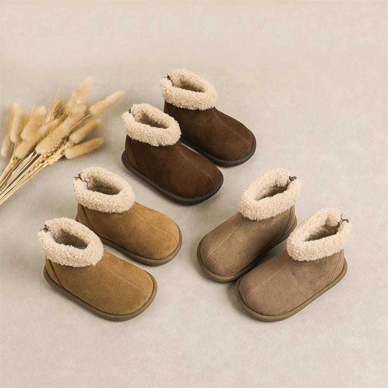 

Autumn Winter Baby Girls Boys Snow Boots Children Genuine Leather Boots Non-slip Soft Sole Toddler Kids Lightweight Shoes