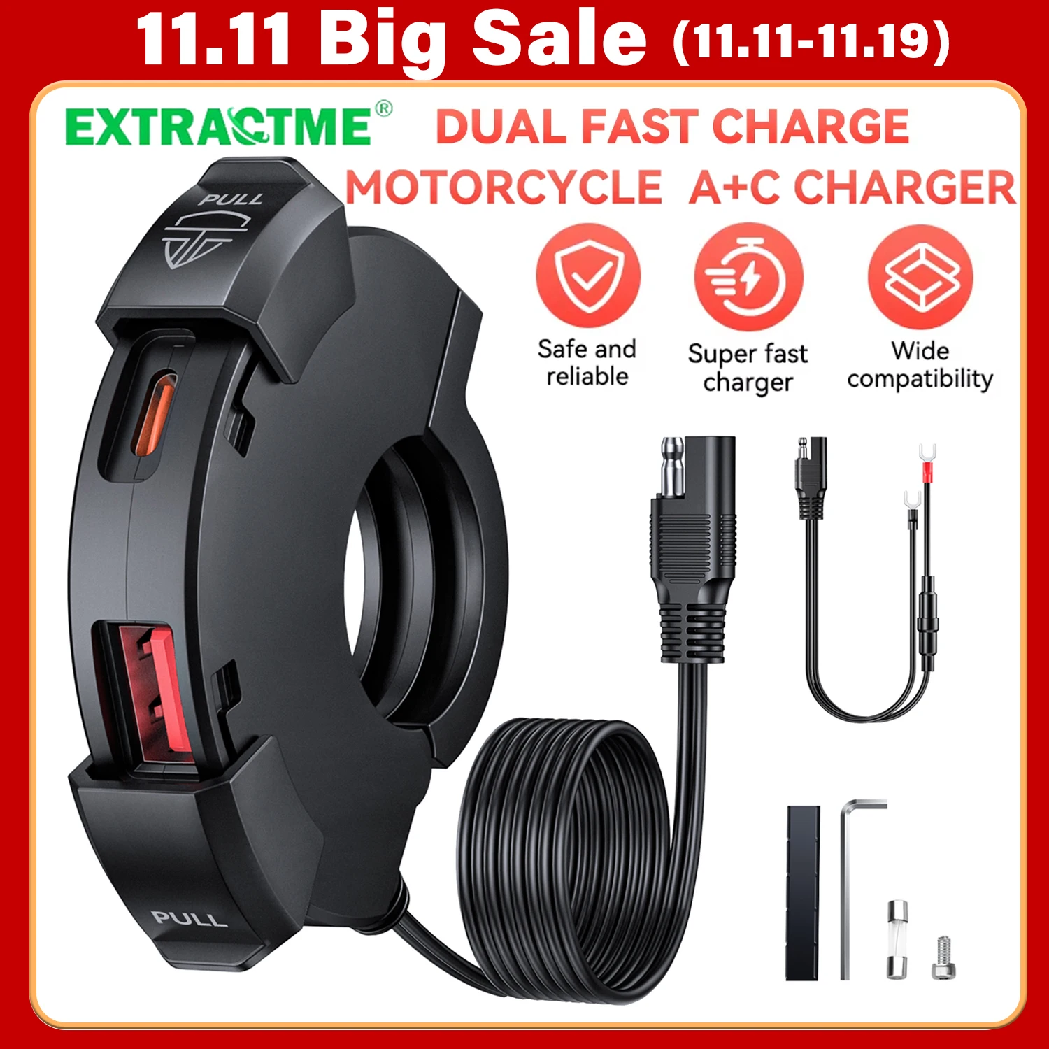 

12V New Motorcycle Usb Fast Charger With Type-C Cell Phone Port Power Outlet Waterproof Socket Chargers Plug Adapters For Moto