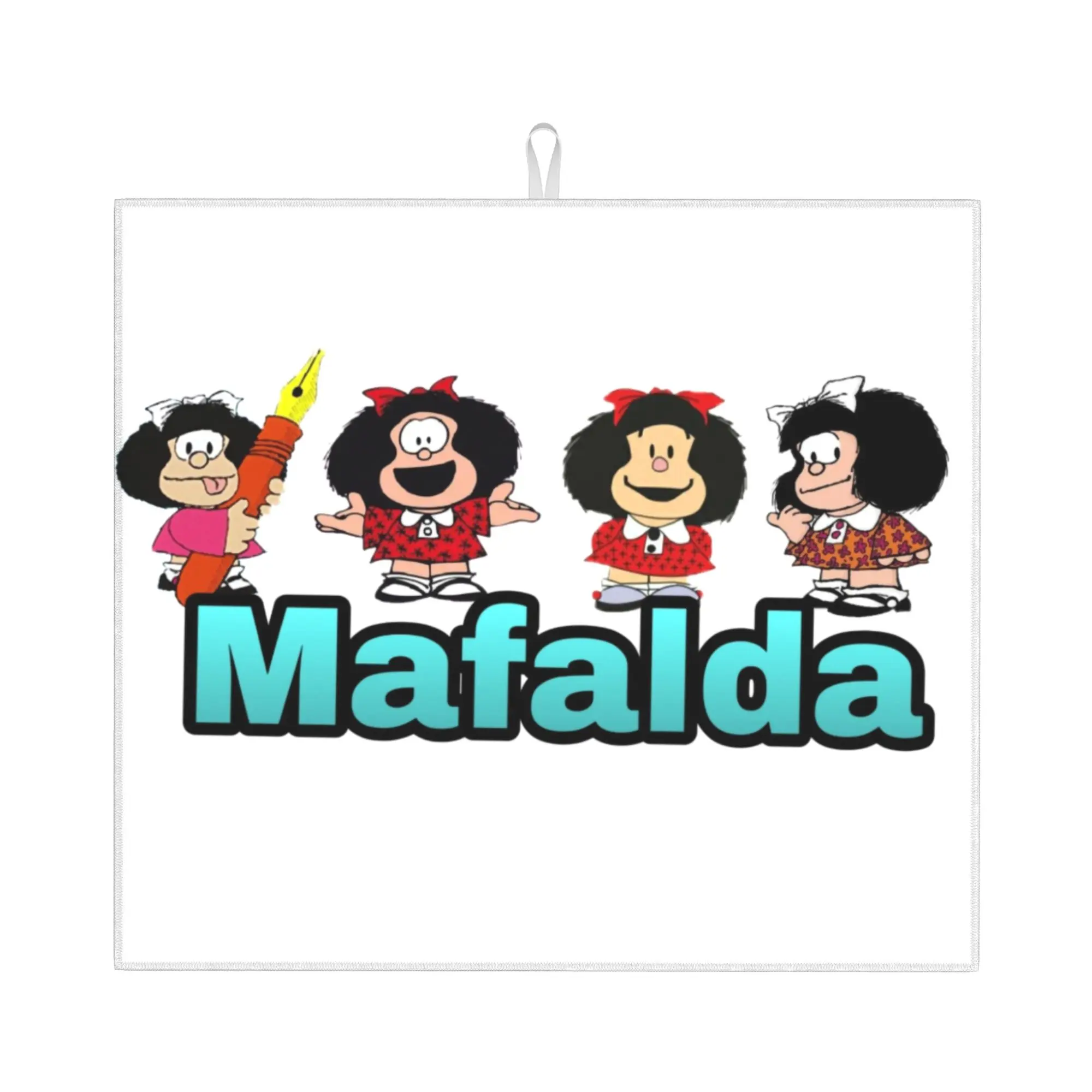 Quino Argentina Mafalda Comic Non‑Slip Waterproof Absorbent Barware Tableware Oil Proof Cartoon Bathroom Drying Mat For Kitchen