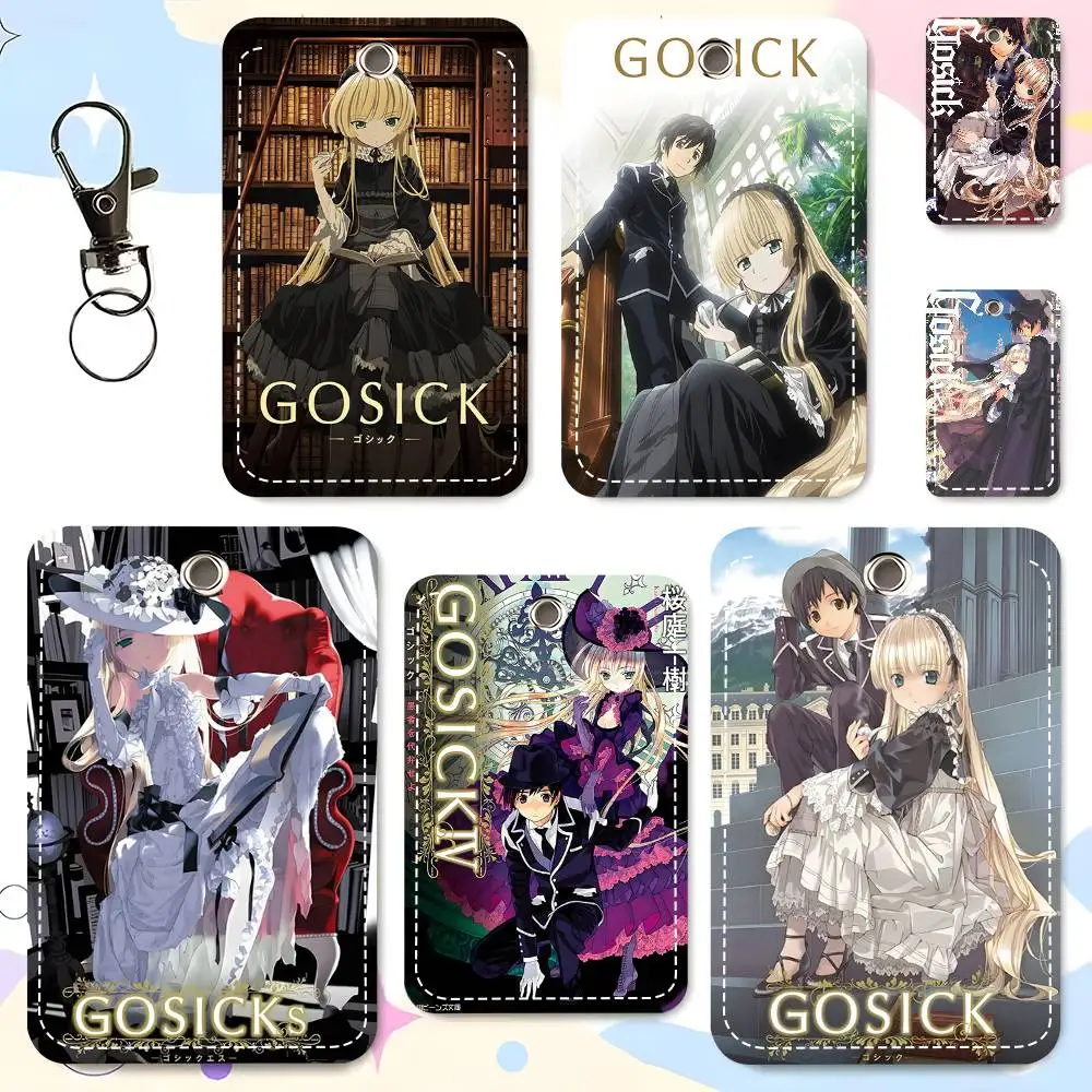 1pc Gosick Card Case Keychain Access Card Bag Key Tag Ring Leather Card Holder Key Ring Access
