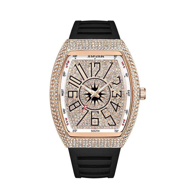 Men's Diamond Barrel Watch Retro Fashion Men's High-end Quartz Watch