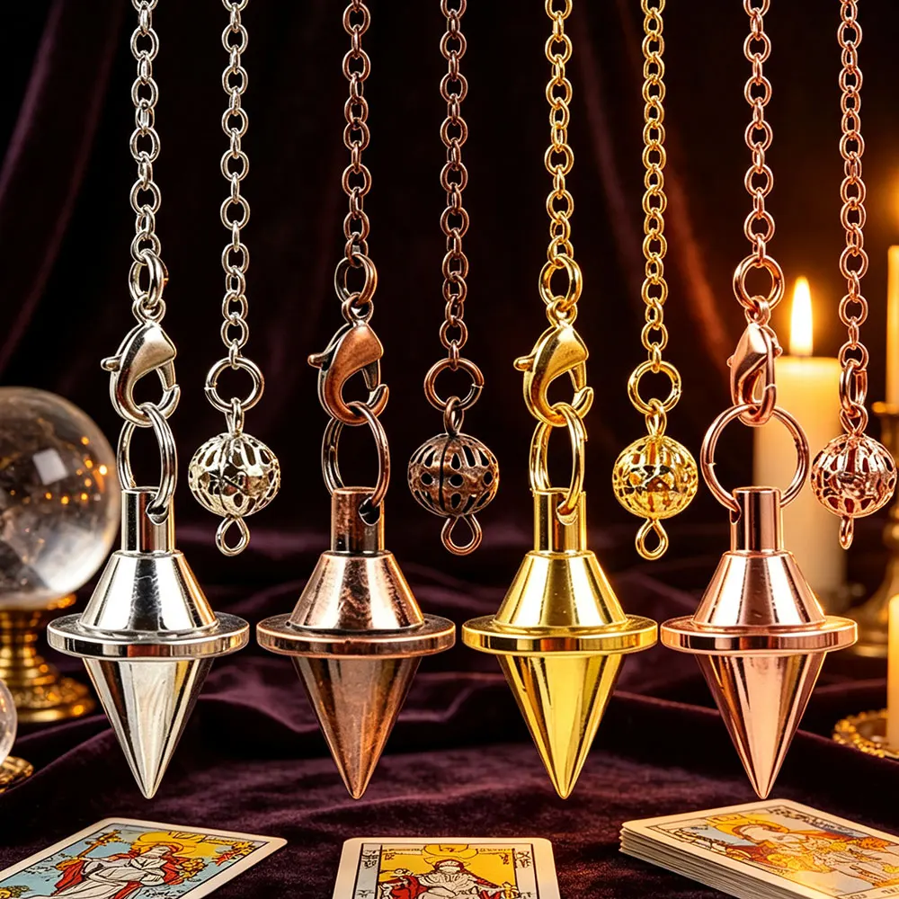 Cone Antique Copper Pendulum for Divination Tool Dowsing Metal Pendulum Chakra Reiki Balance Meditation Scrying  Home Decor x018