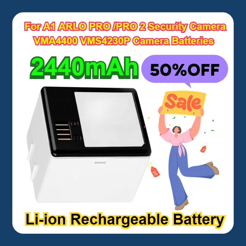 

Li-ion 2440mAh Rechargeable Battery For A1 ARLO PRO /PRO 2 Security Camera VMA4400 VMS4230P Camera Batteries
