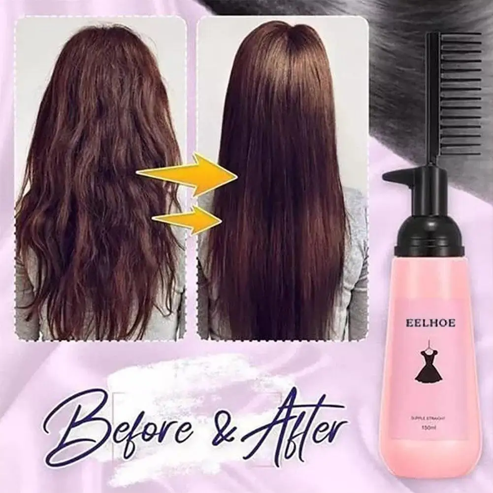 Crema alisadora de pelo de 150ml, peine de queratina, tratamiento alisador para el cabello, solución Frizzy y seca, cuidado permanente del cabello