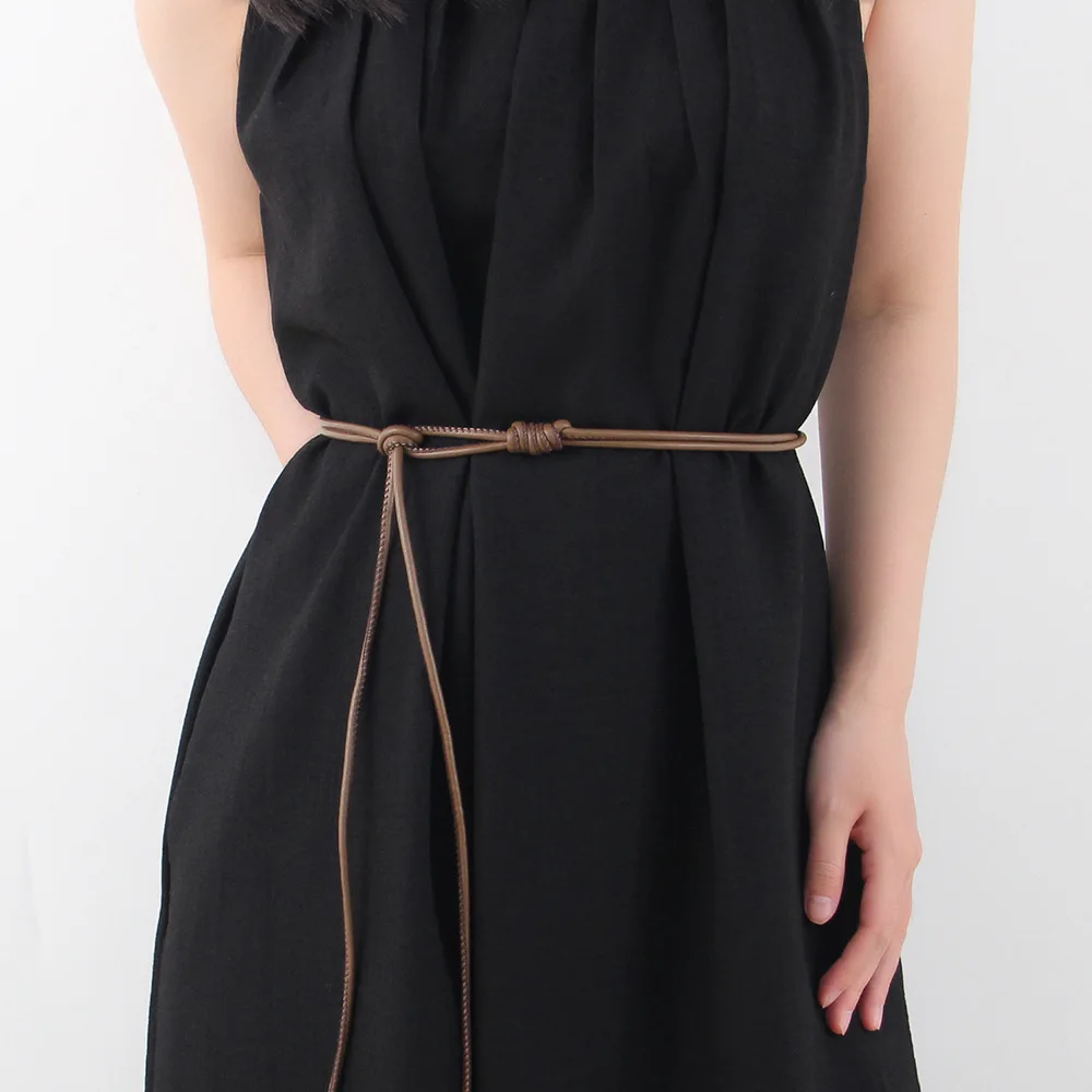New Simple Soft Leather Rope Knot Belt Women's Skirt Summer Versatile Dress Belt Accessories Gift Wholesale