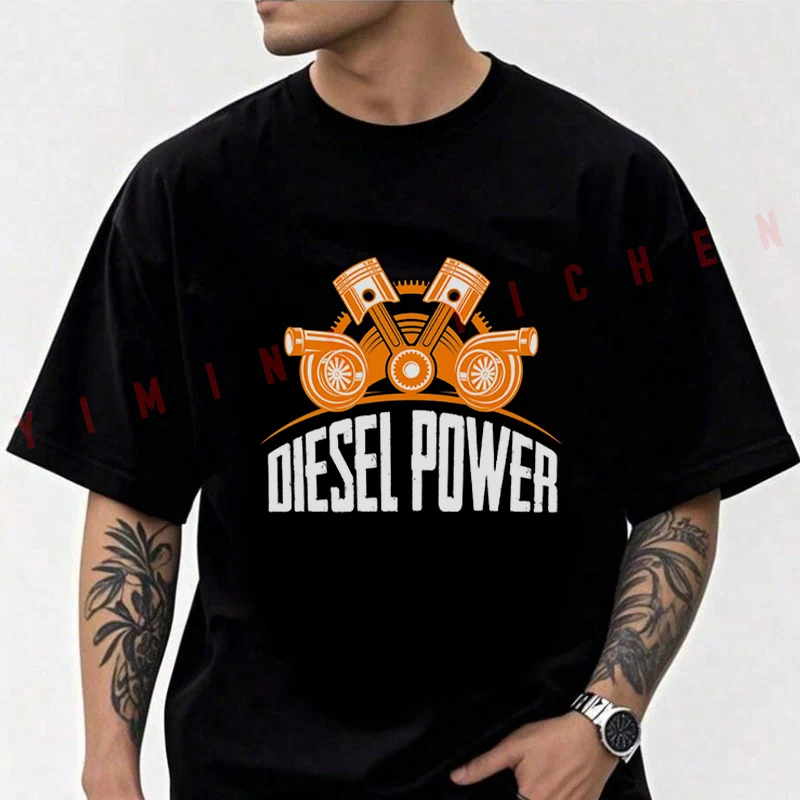 

Men's Moto Cotton T-Shirt Diesel Power Graphic Tshirt Adventure Casual O-Neck Top Tee