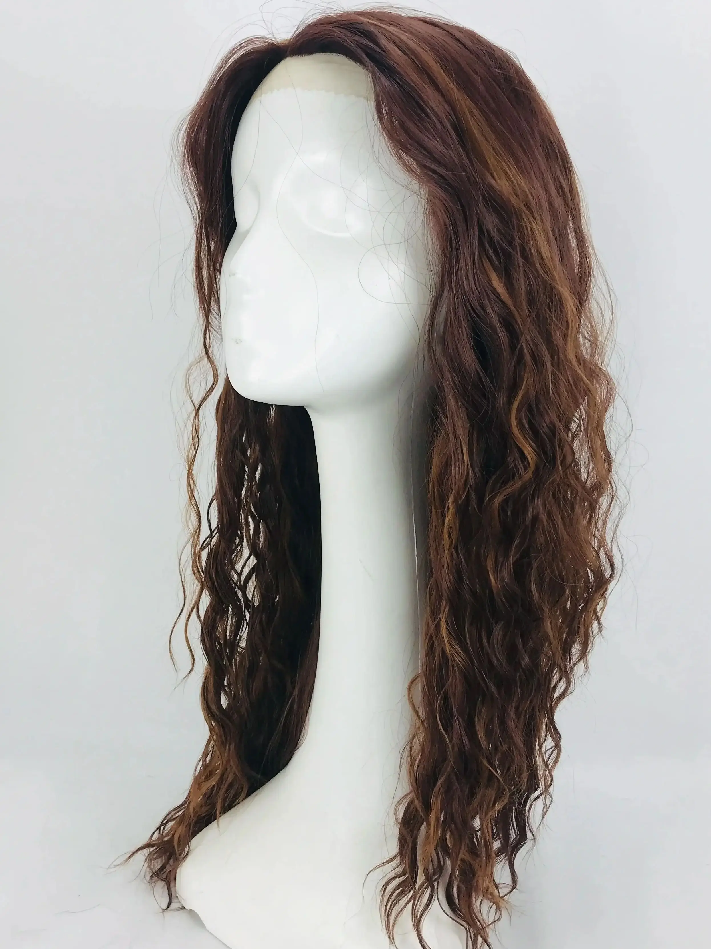 

Long Brown Curly Transparent Lace Front Human Hair Lace Curly Women Heat Resistant Fiber Wig