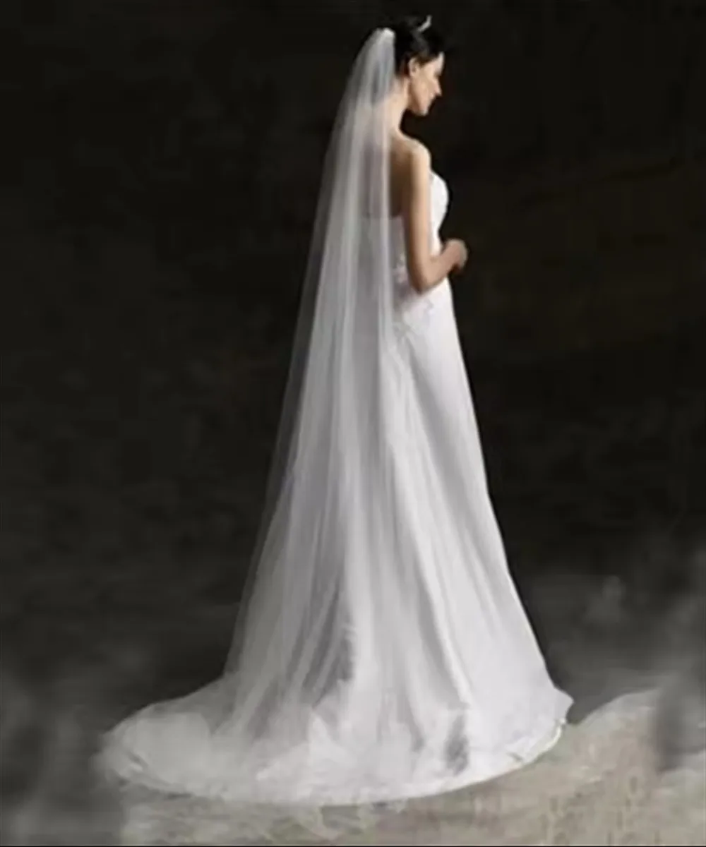 Элегантная свадебная фата цвета слоновой кости по индивидуальному заказу, однослойная фата из мягкого тюля, фата на голову, свадебные аксессуары с расческой