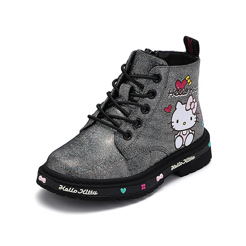 Miniso Hello Kitty Little Girls Martin Boots bambini principessa scarpe in pelle bambini stivaletto studente corto regalo di moda antiscivolo