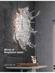 Modern Water Flower With Mirror Wall Lamp For Living Room Corridor Decorative Light Bathroom Splash Dressing Mirror Wall Sconces