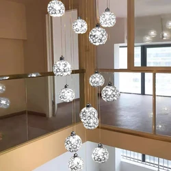 Stairs High Ceiling Led Pendant Light Led Nordic Staircase Chandelier Villa Hardware Ceiling Hanging Lamp Modern Flower Hardware