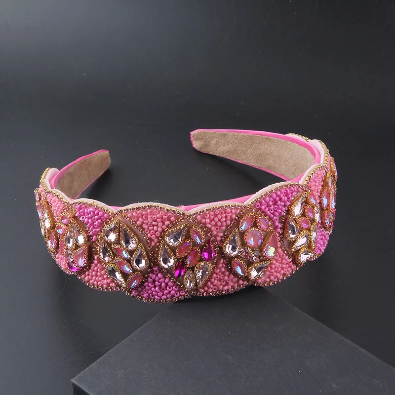 Bright Color Headband Baroque Trend Exaggerated Super Flash Gem Headband Luxury Hair band Heavy Full Rhinestone Headband  Hair